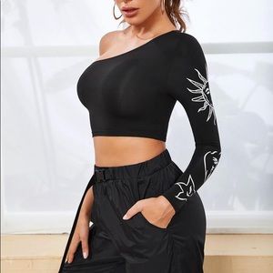 ✨ Sun, Moon, & Stars One shoulder Crop Top